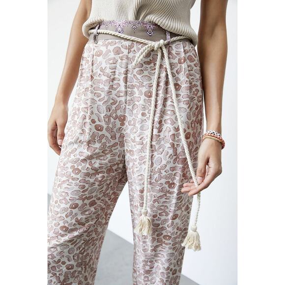 Anthropologie Ollari Tasseled Tapered Pants Paisley Mauve Women’s Size XS - Picture 2 of 13